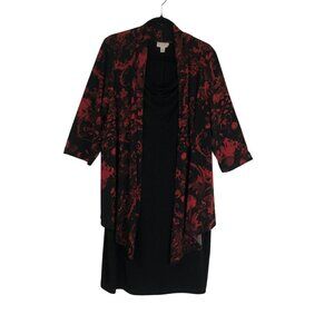 Cb Established 1962  Dress Set Size 16 Black & Red Floral Womens 2-Piece